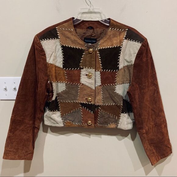 FASHION CREW L Patchwork Suede Jacket - Picture 1 of 8